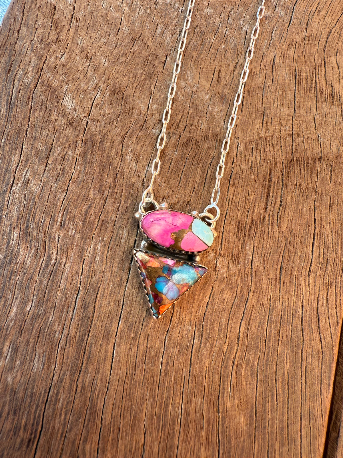 Marina Necklace - Pink Dahlia & Turquoise Stones