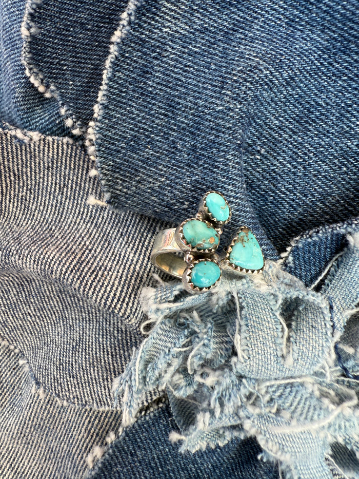 Sooner Adjustable Ring - Silver Turquoise