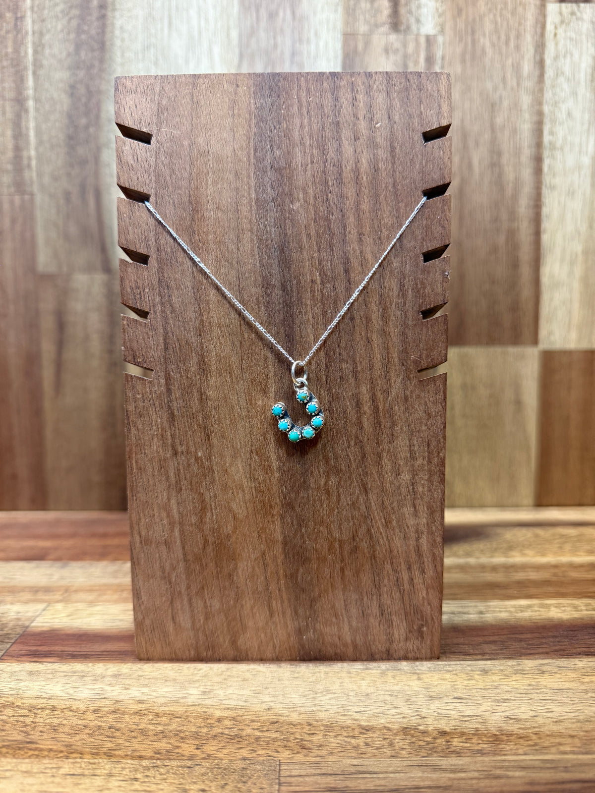 47 Horseshoe Necklace - Silver Turquoise