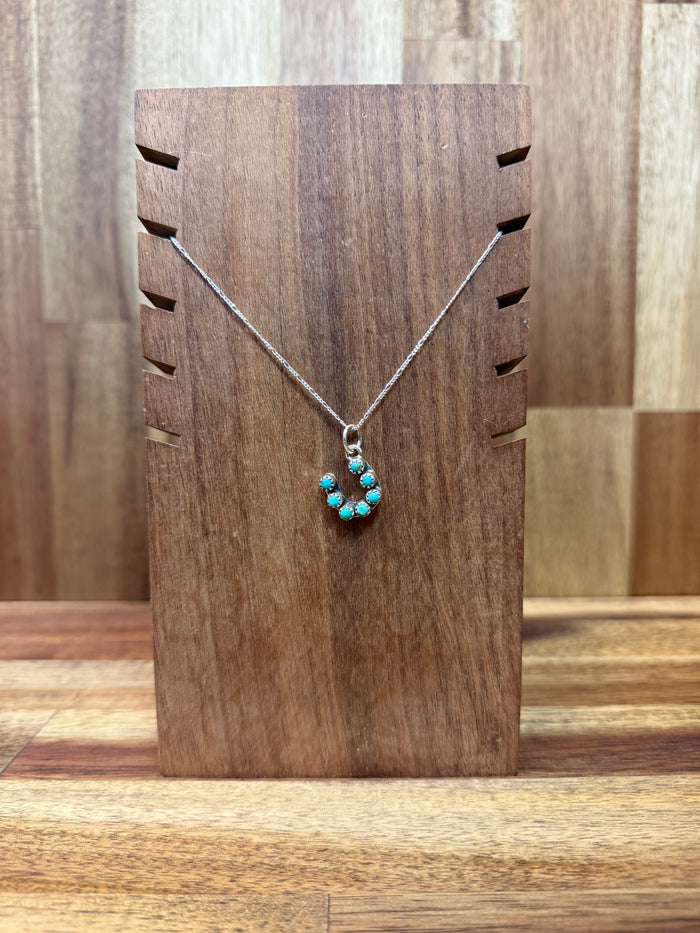 47 Horseshoe Necklace - Silver Turquoise