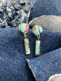 Hallee Earrings - Cotton Candy Dahlia Stones