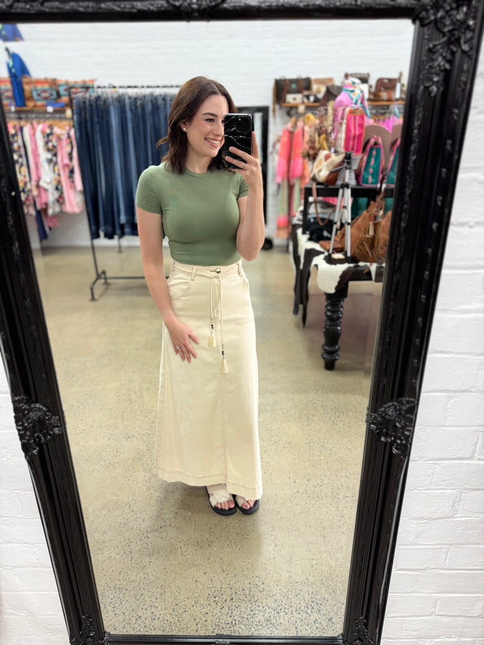Billie - Cream Denim Skirt