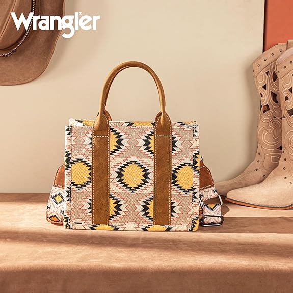 Wrangler Aztec Distressed Print Tote - Beige (WG221-8120BG)