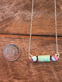 Glitter Necklace - Turquoise & White Buffalo Stones