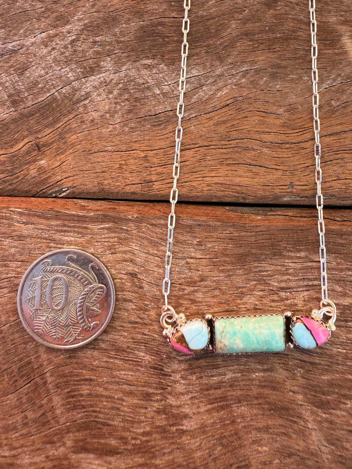 Glitter Necklace - Turquoise & White Buffalo Stones