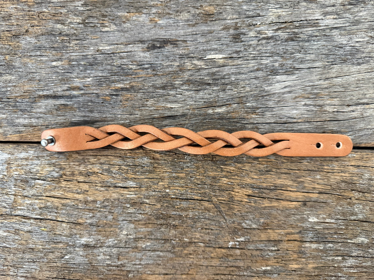 Braided Leather Bracelet - Saddle Brown