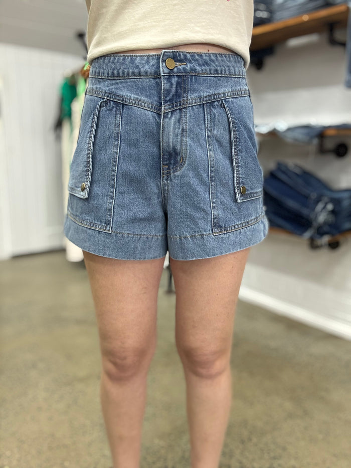 Polly Shorts - Blue Denim High Waisted