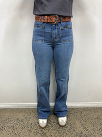 Rock & Roll Cowgirl Jeans - BW6HD07213 - Patch Pocket Relaxed High Rise Flare