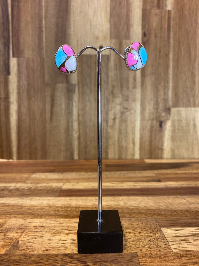 Mindi Earrings - Silver Multicolour Turquoise