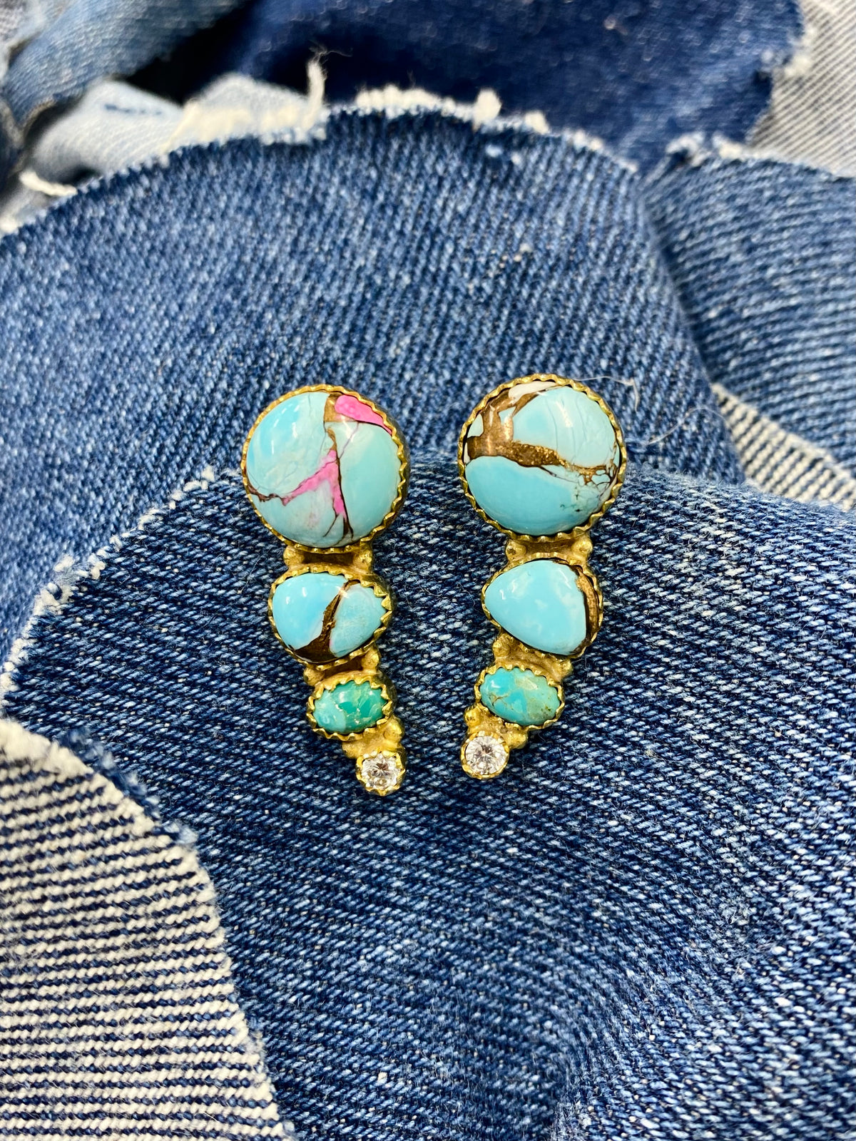 Fayrie Earrings - Cotton Candy Dahlia Stones