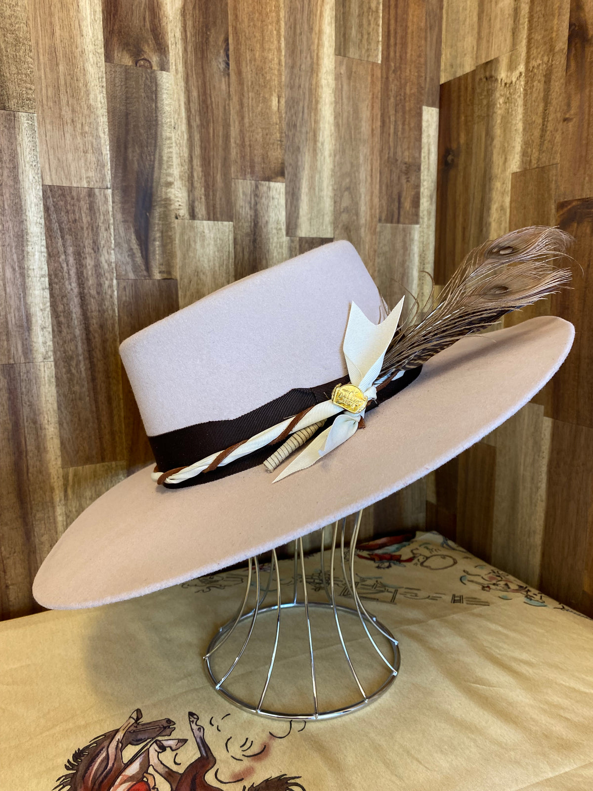 Gambler Felt Hat - Sand With Dark Brown Ribbon