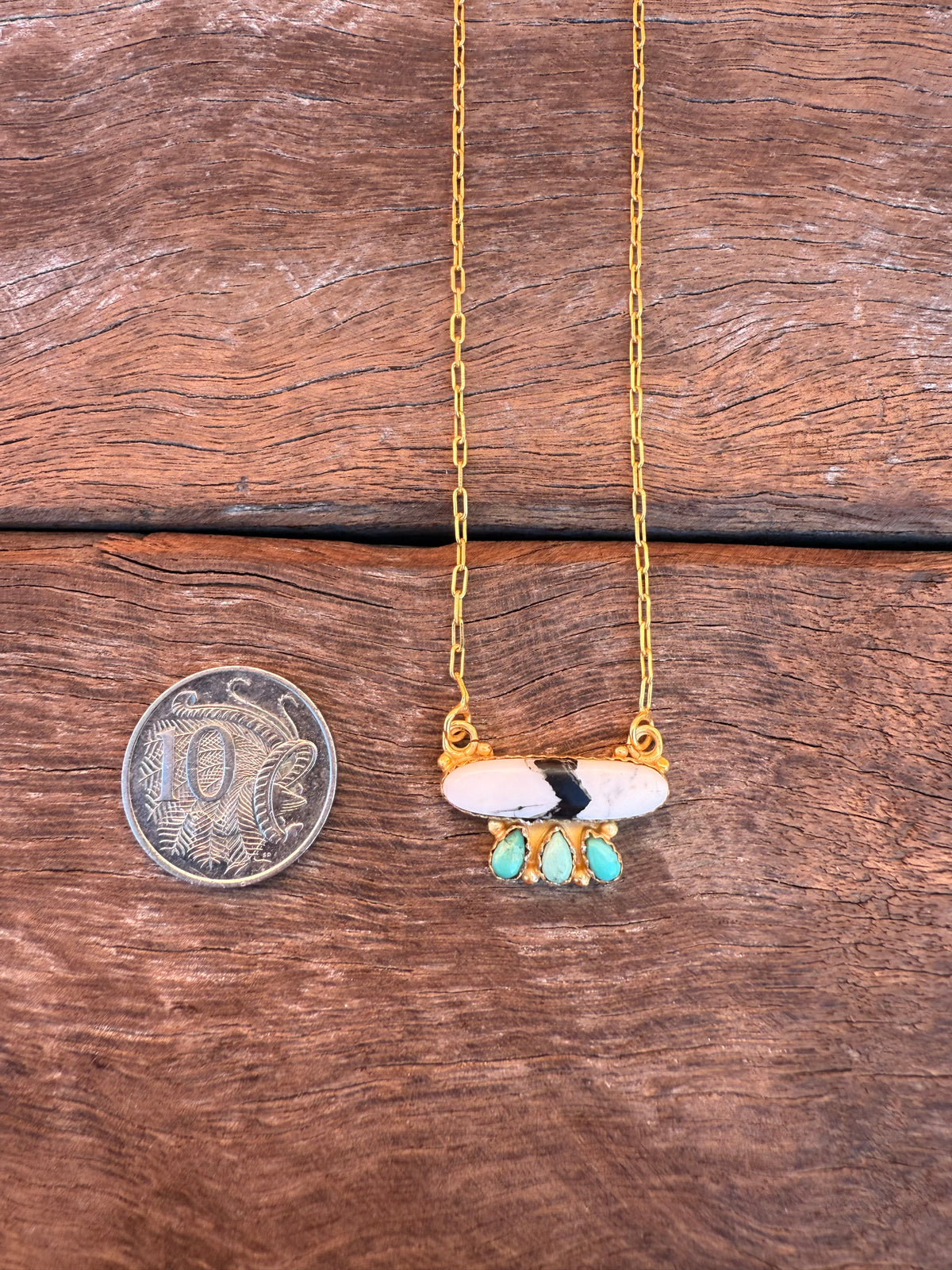 July Necklace - White Buffalo and Turquoise Stones