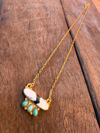 July Necklace - White Buffalo and Turquoise Stones