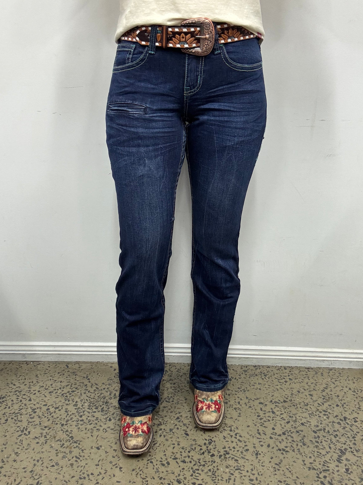 Cowgirl Tuff Jeans - Turquoise Arrows