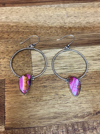 Daele Hoop Earrings - Silver Pink Turquoise