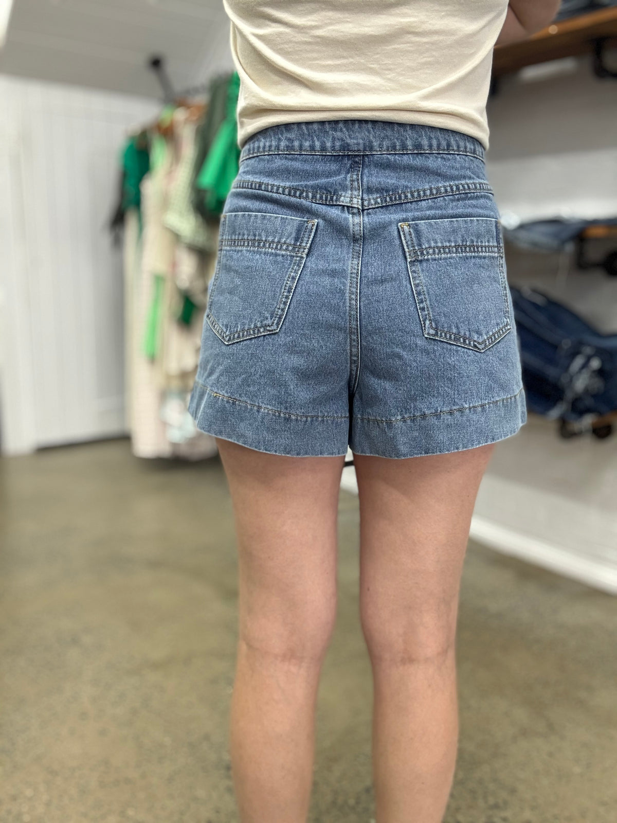 Polly Shorts - Blue Denim High Waisted