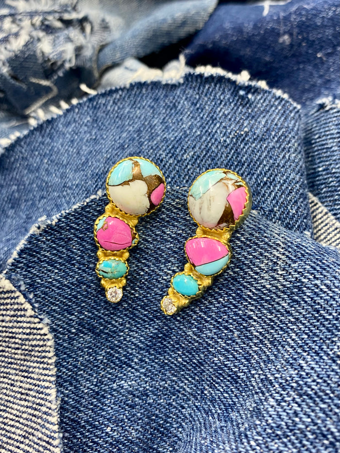 Fayrie Earrings - Cotton Candy Dahlia Stones