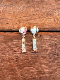 Hallee Earrings - Cotton Candy Dahlia Stones