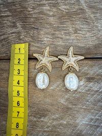 Earrings - Pearl Starfish Drop