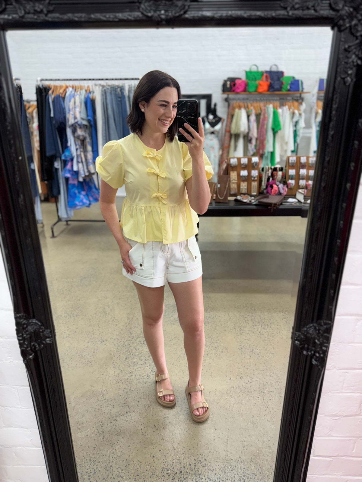 Polly Shorts - White Denim High Waisted