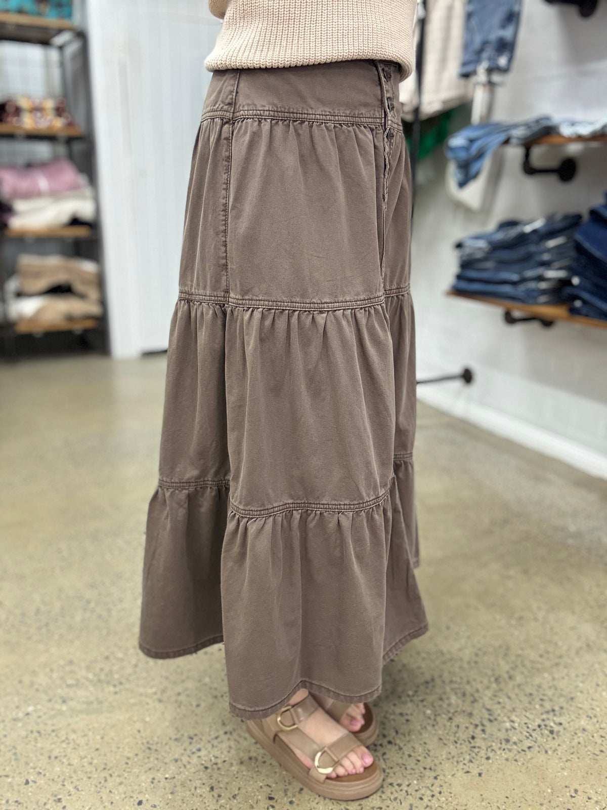 Coco - Denim Maxi Skirt (Cocoa)