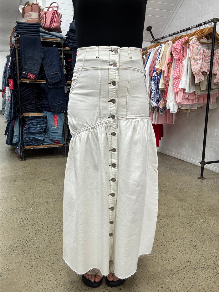 Robyn - White Denim Skirt