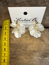 Earrings - Pearl Petal Dangle