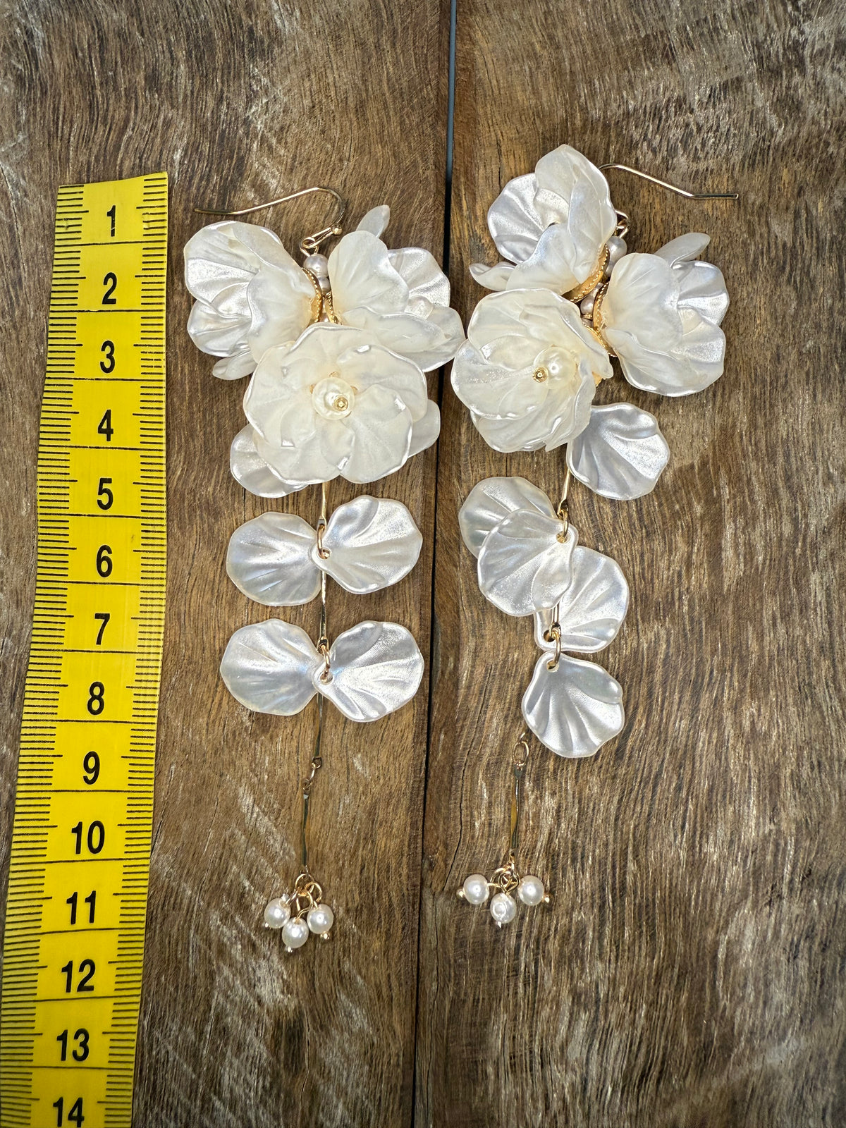 Earrings - Pearl Tiered Flower Dangle