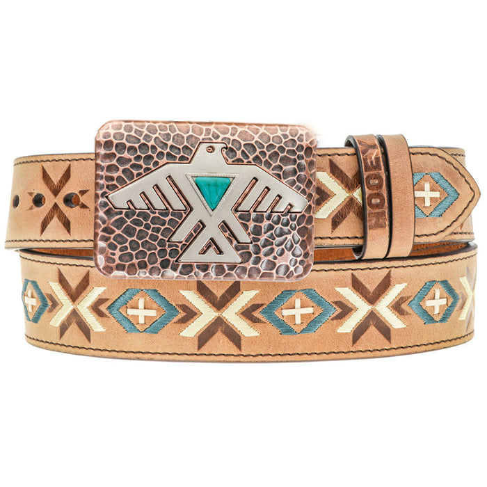 Western Belt - Aquila Hooey Belt (Brown/Cream Stitch Pattern)