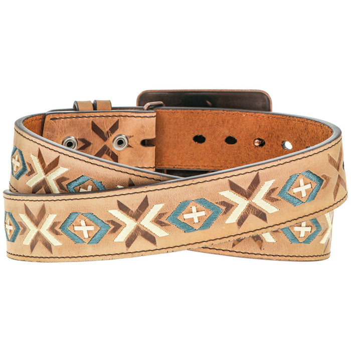 Western Belt - Aquila Hooey Belt (Brown/Cream Stitch Pattern)