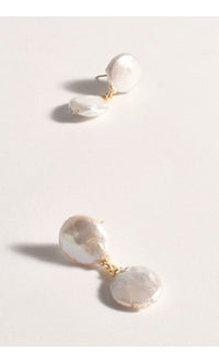 Earrings - Button Pearl Classic Drop Gold