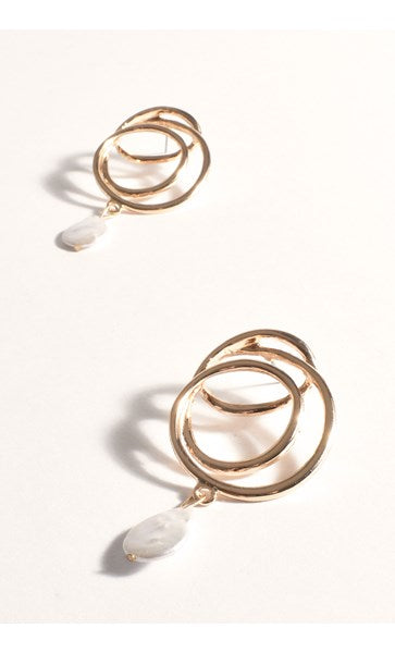 Earrings - Metal Hoops Pearl Drop