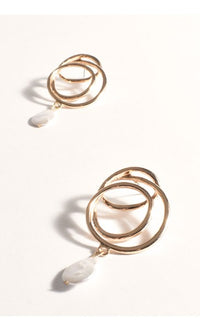 Earrings - Metal Hoops Pearl Drop