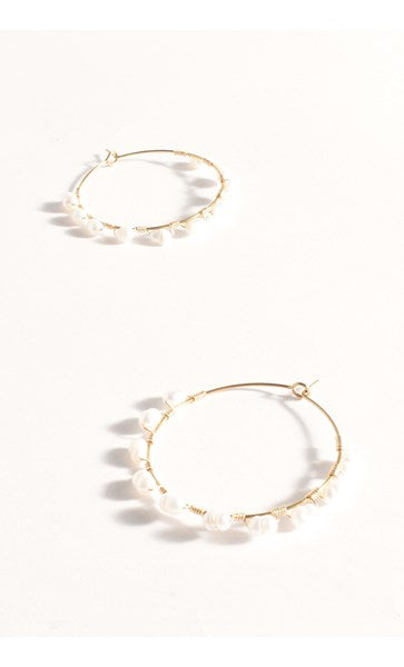 Earrings - Gold Wired Freshwater Pearl Hoops