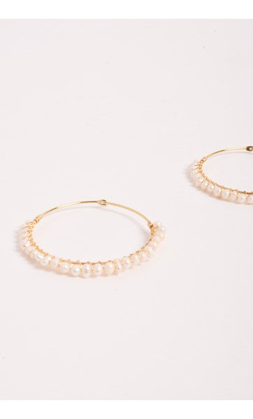 Earrings - Gold Wired Mini Pearl Hoops