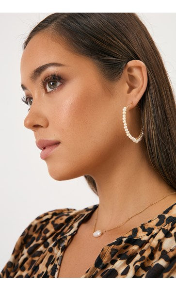 Earrings - Gold Wired Mini Pearl Hoops