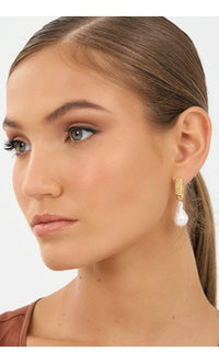 Earrings - Baroque Pearl Patterned Hoop