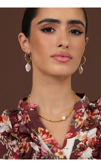 Necklace - Metal Chip and Pearl Choker