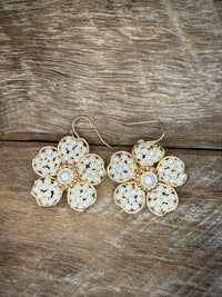 Earrings - Pearl Flower Dangle