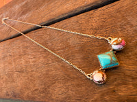 Braveheart Necklace & Earring Set - Pink Dahlia & Turquoise Stones