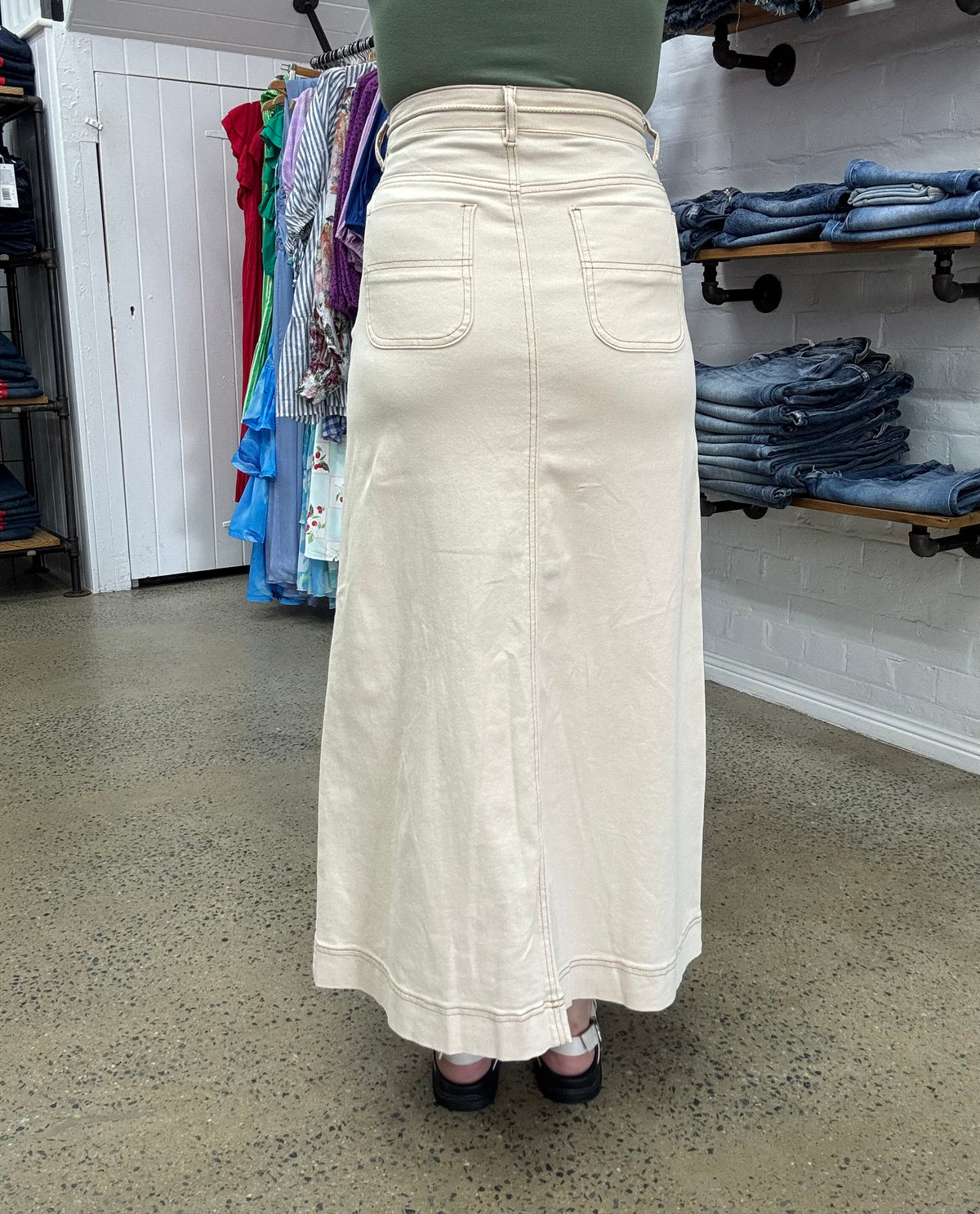 Billie - Cream Denim Skirt