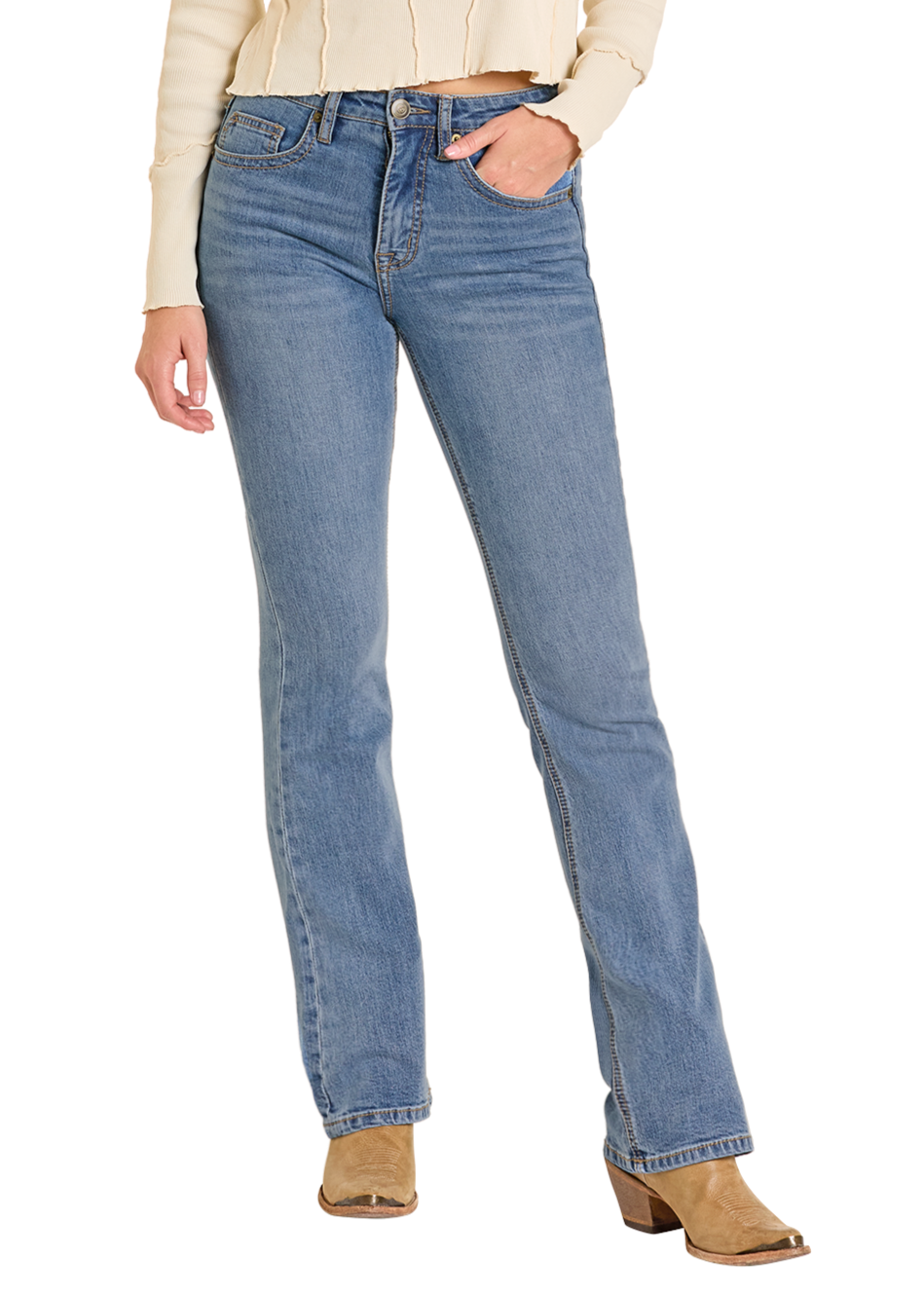 Rock & Roll Cowgirl Jeans - BW4HD07197 - Yoke Detail High Rise Bootcut