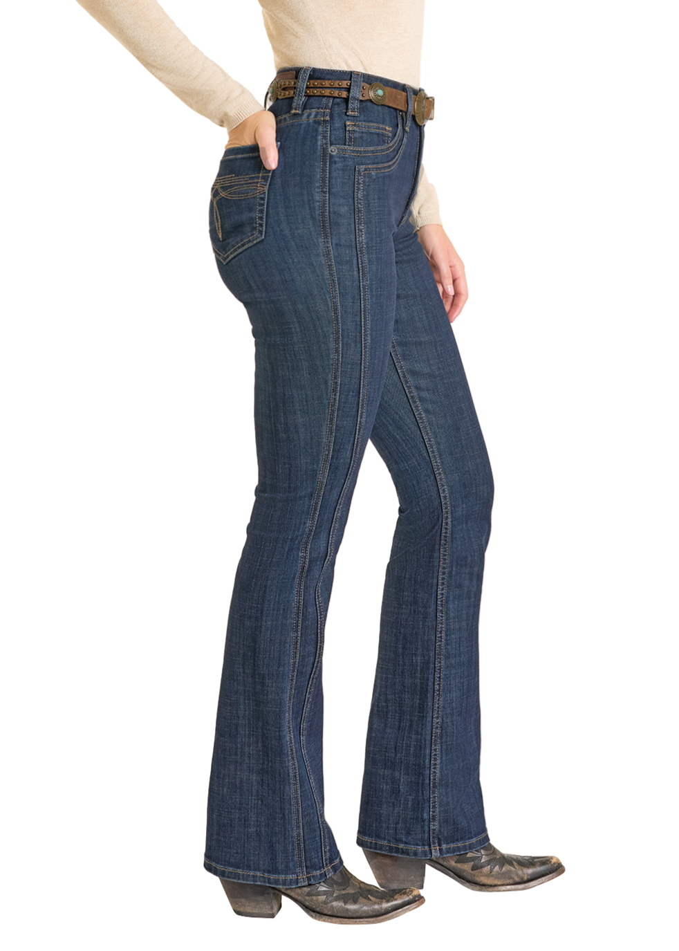 Rock & Roll Cowgirl Jeans - BW4HD07198 - Saddle Stitch High Rise Bootcut