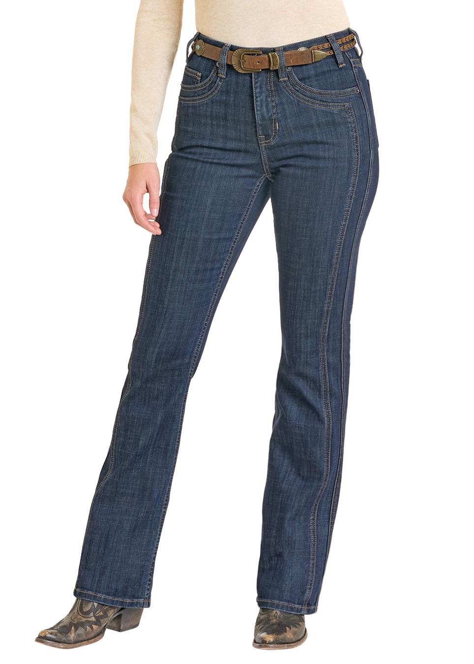 Rock & Roll Cowgirl Jeans - BW4HD07198 - Saddle Stitch High Rise Bootcut