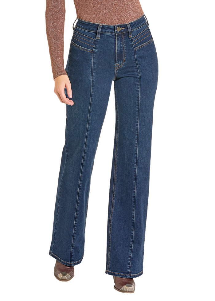 Rock & Roll Cowgirl Jeans - BW6HD07214 - Front Seam Relaxed High Rise Flare