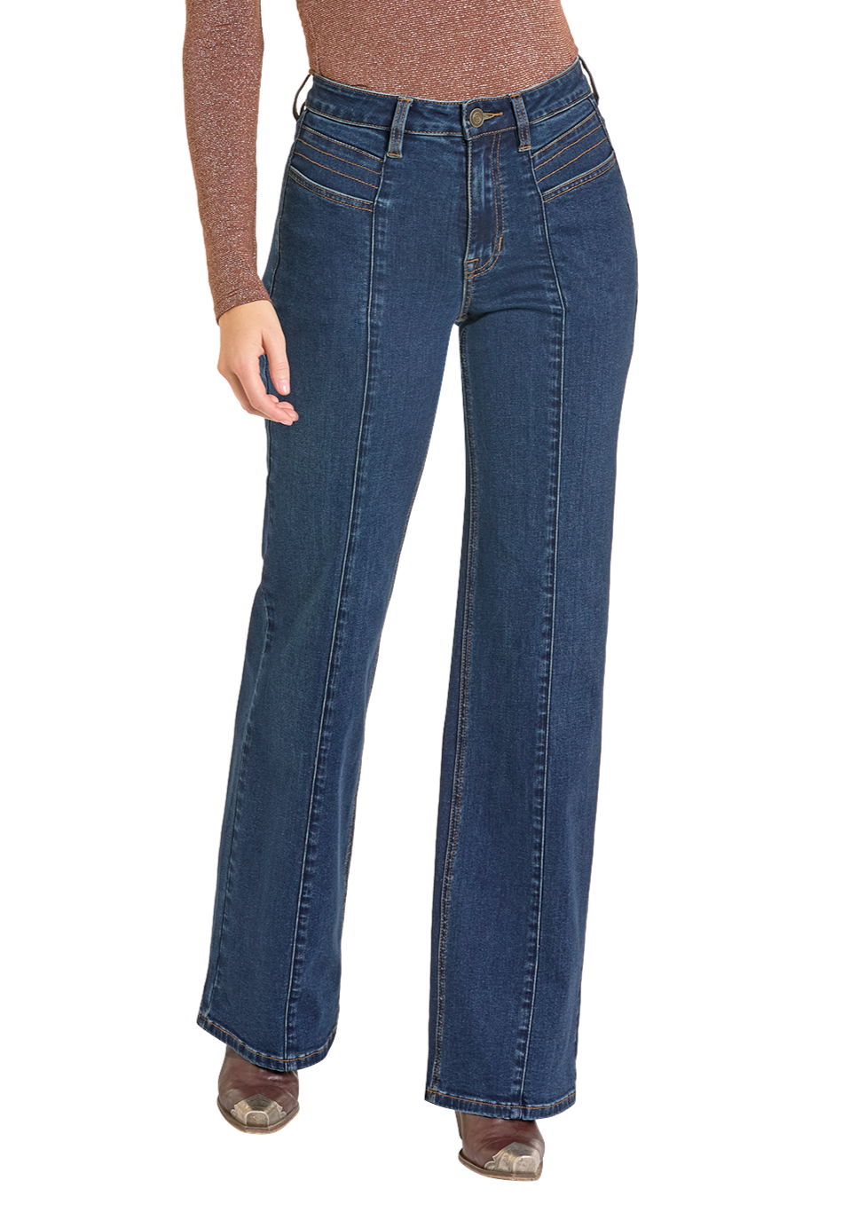 Rock & Roll Cowgirl Jeans - BW6HD07214 - Front Seam Relaxed High Rise Flare