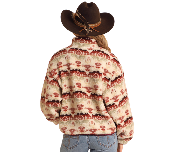 Rock & Roll Cowgirl Sherpa Cream Pullover (BW91C05248)