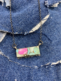 Oaklyn Necklace - Silver Multicolour Turquoise