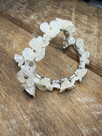 Earrings - Silver Pearl Flower Hoop