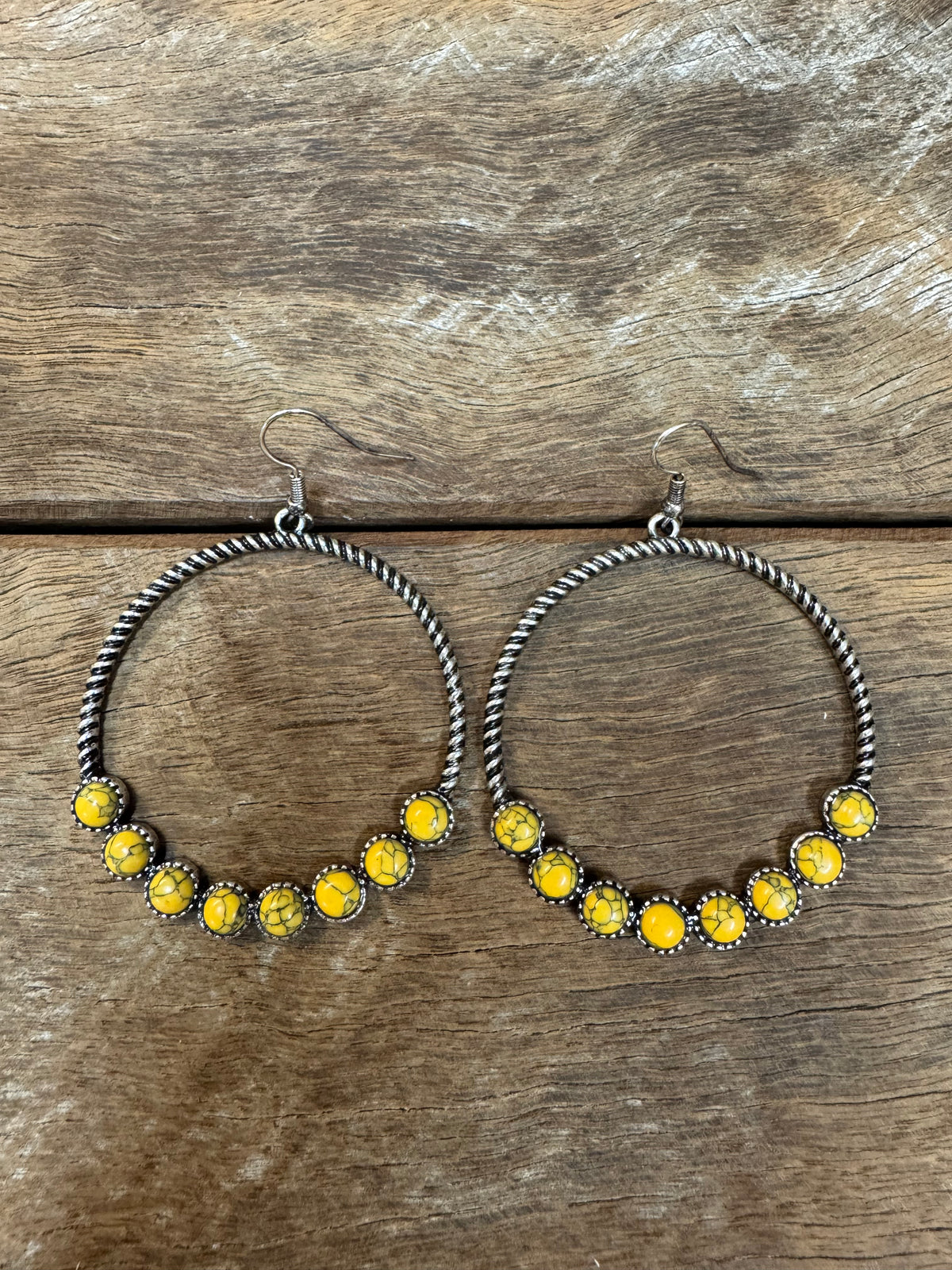 Western Earrings - Yellow Hoops